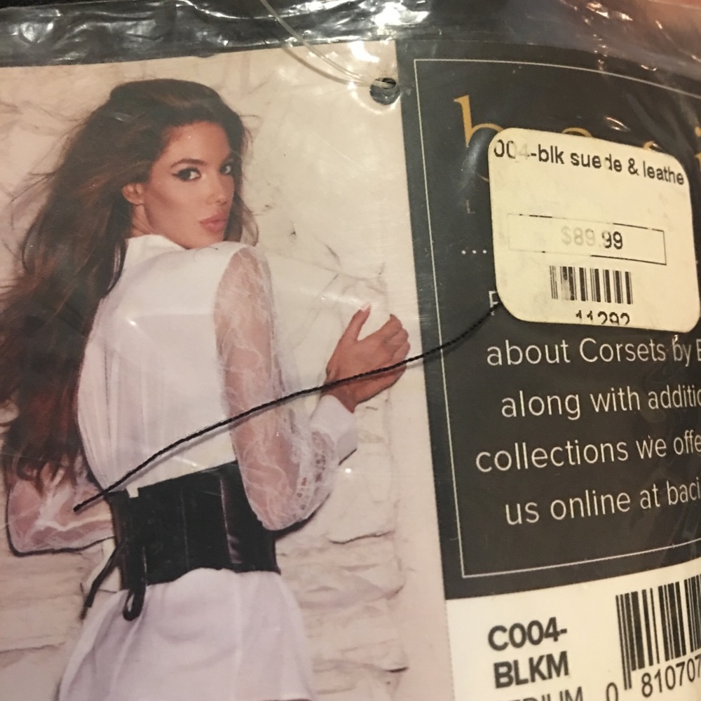 Black & suede leather corset